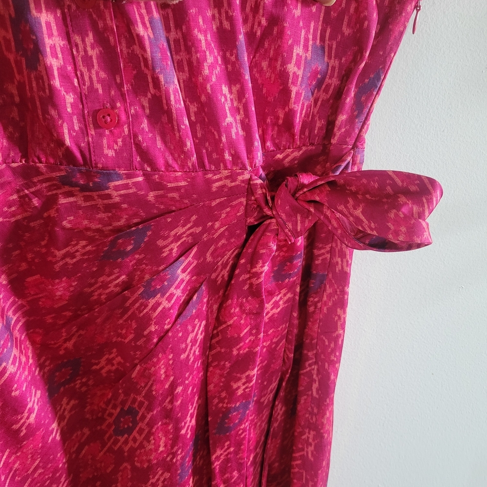 LAUREN RALPH LAUREN Size 2 Geo-Print Shantung Midi Dress - Picture 9 of 14